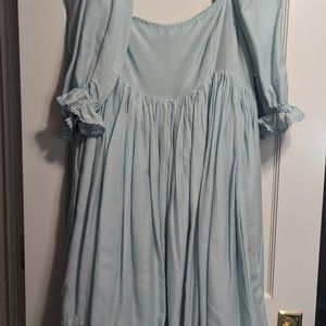Selkie - The French Puff Dress - Water Baby Organdy - Blue Cotton - Size 1X